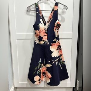 Charlotte Russe Dress - Dark Blue razorback dress with pink flowers. Brand New